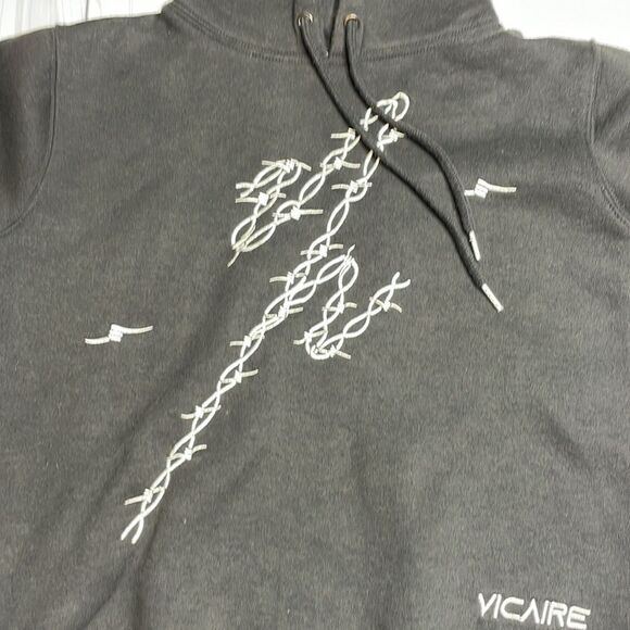 Vicaire Embroidered Restraint Barbed Wire Black Hoodie Small - Picture 3 of 7